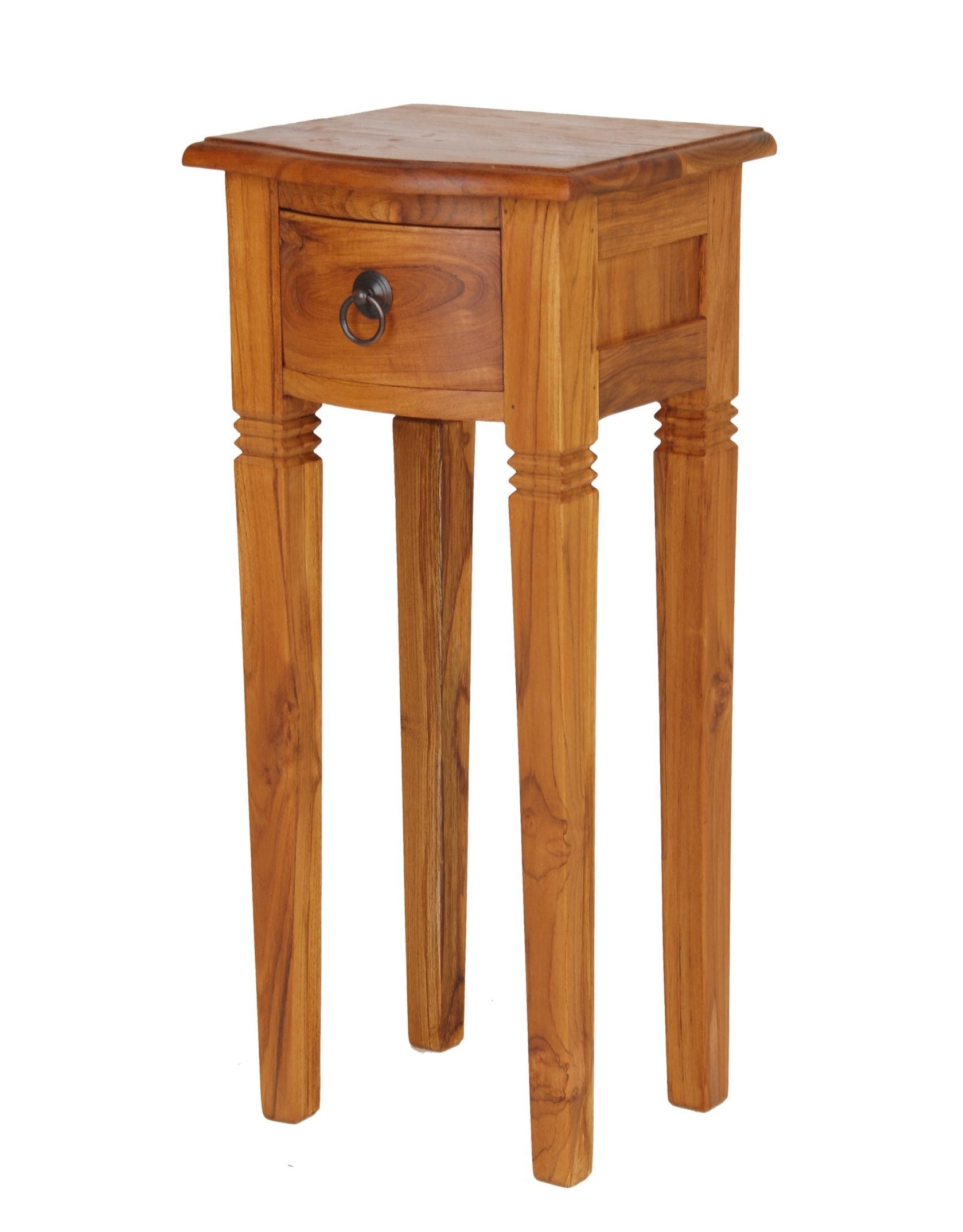 Batavia Solid Teak Potstand, Karamay 1 Drawer