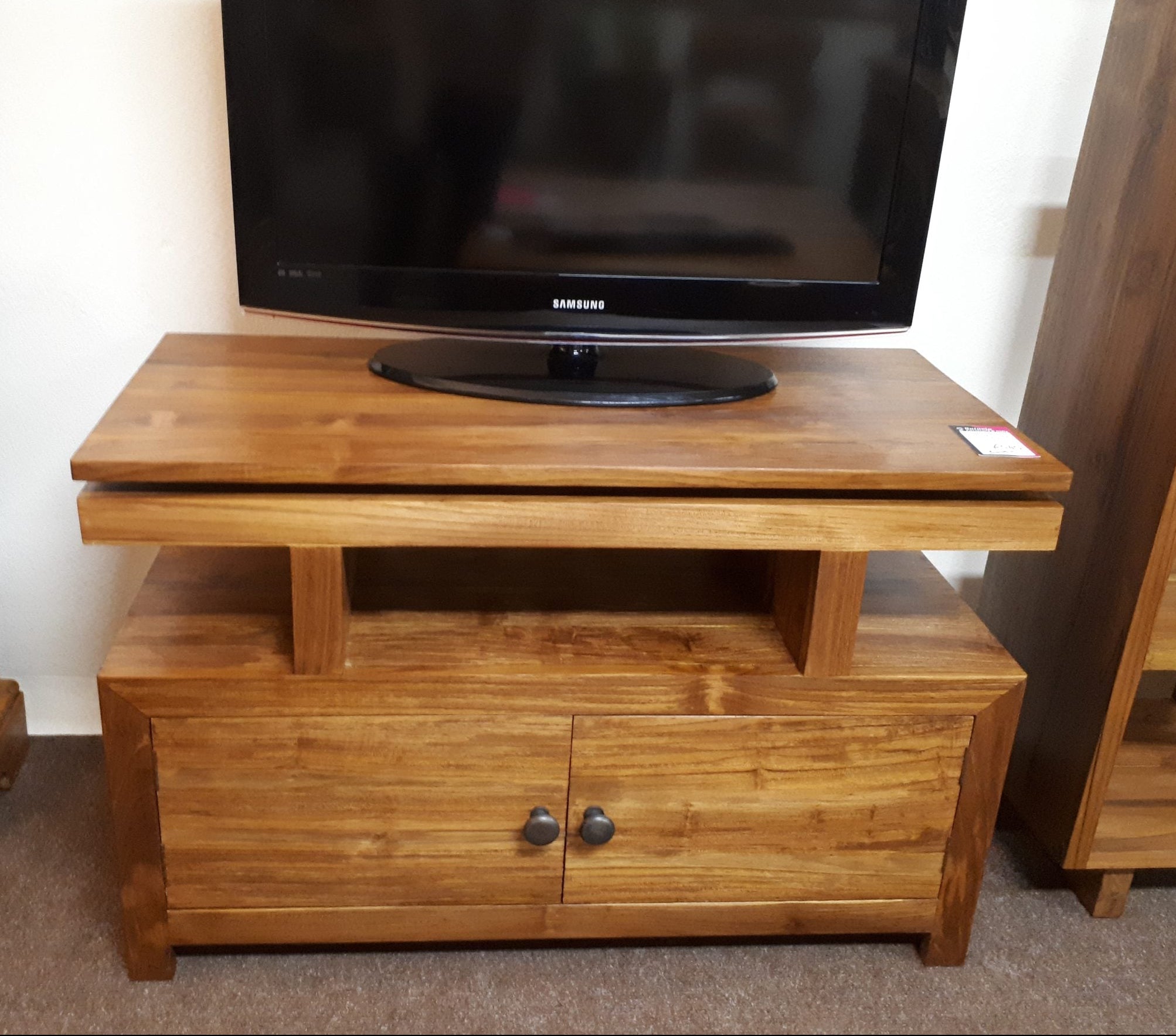Batavia Solid Teak, TV Unit Minimalist, Swivel top, 2 Door
