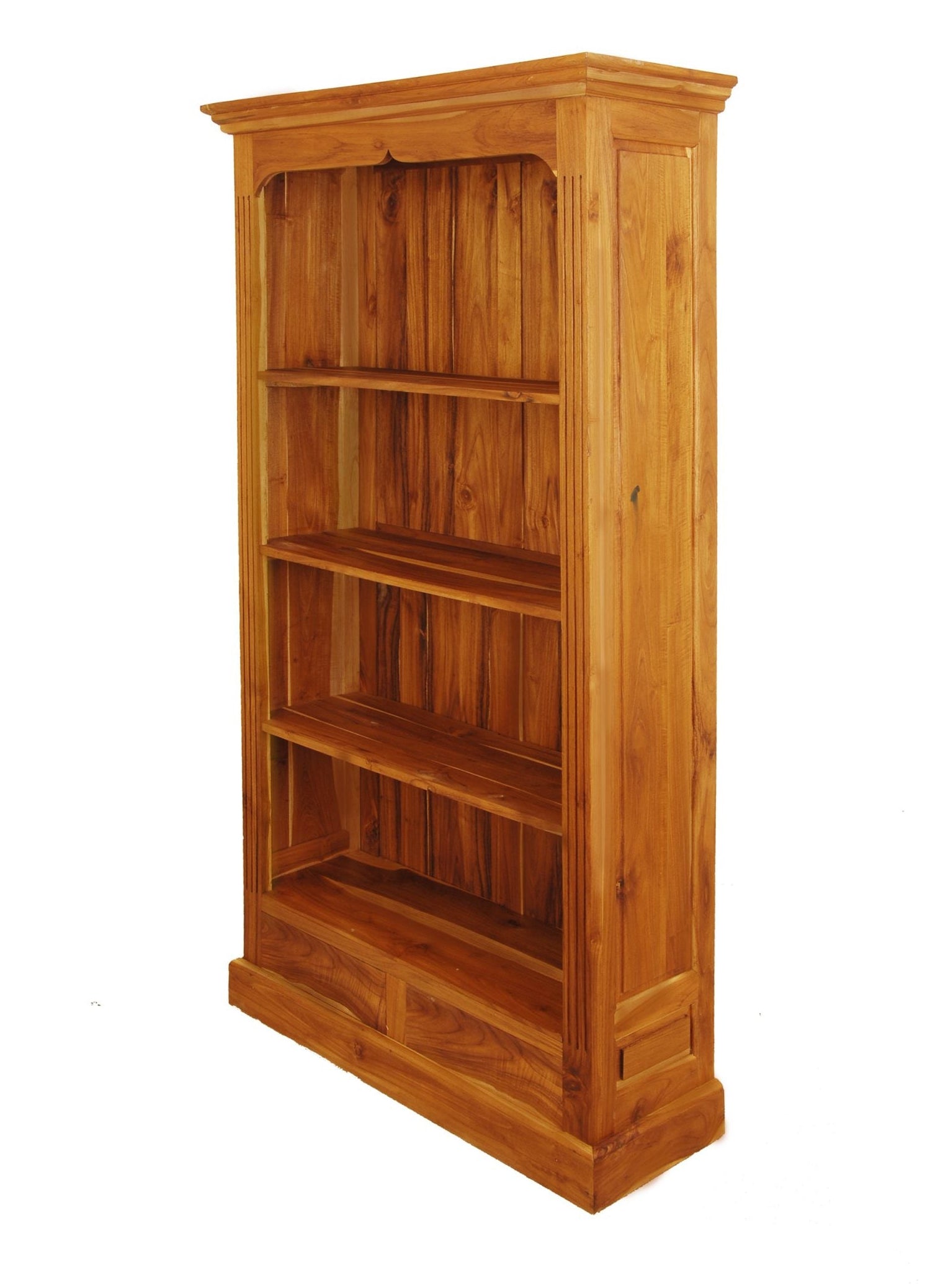 Batavia Solid Teak Bookcase, Bisri, Solid Sides 2 Drawer 4 Shelf