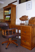 batavia Solid Teak Office Desk 2 Filing Drawers 1 Keyboard Tray and 2 Filing Drawers