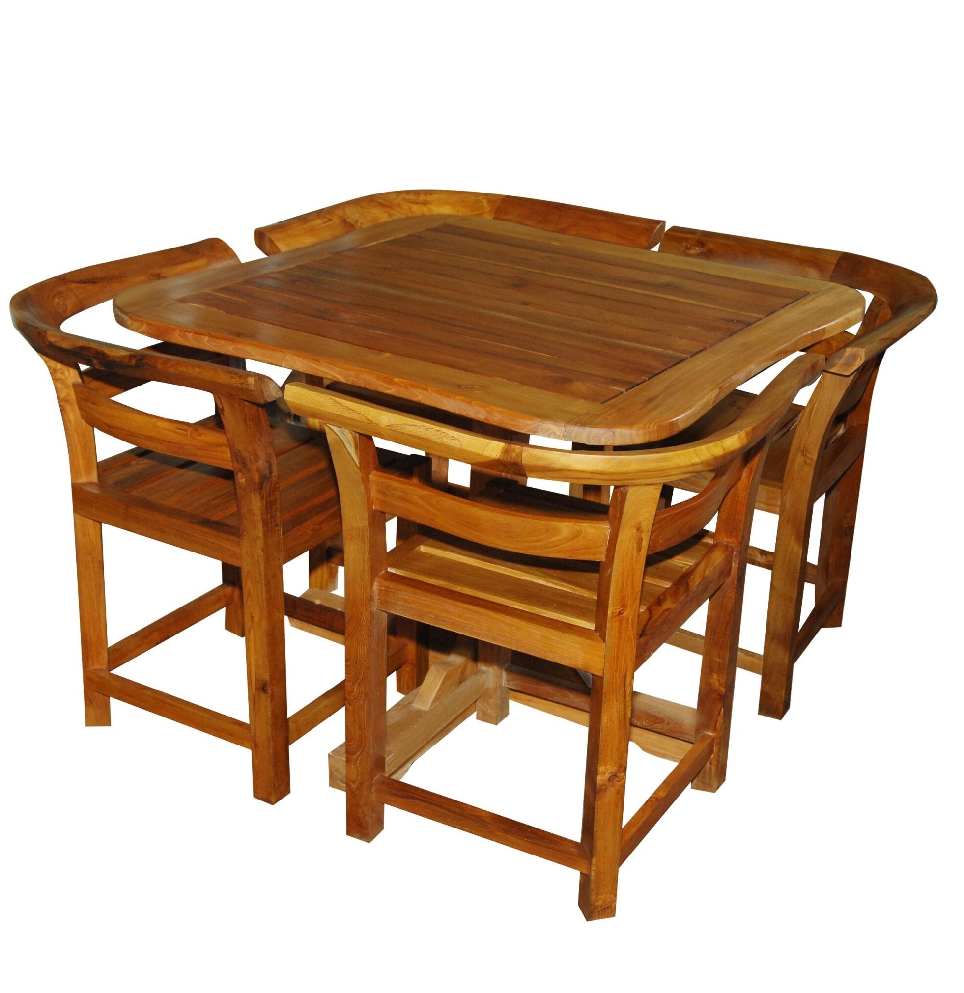Batavia Solid Teak, Butterfly Table Set, Slatted Top, 4 Seater