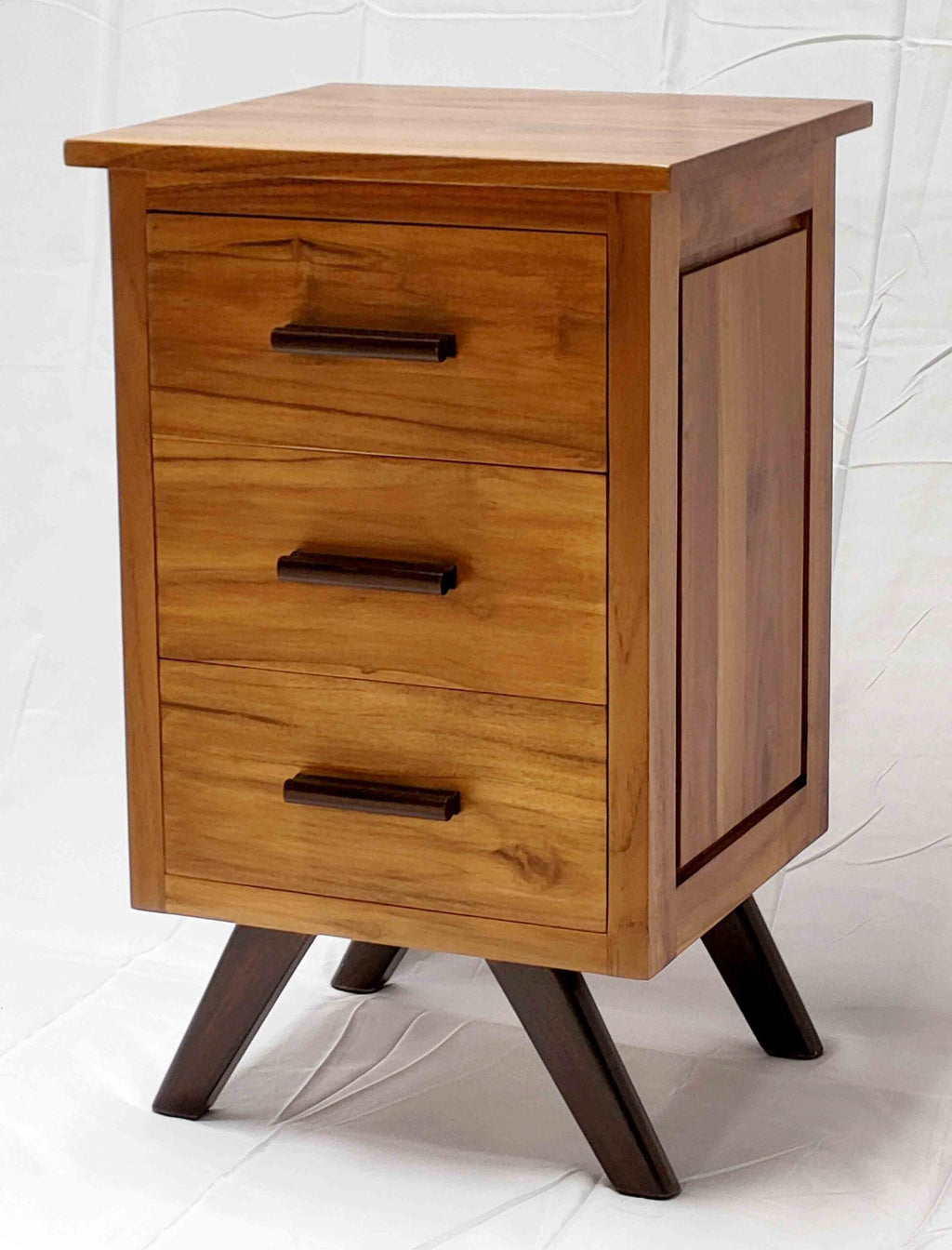 Bedside Table, 3 Drawer Retro Leg