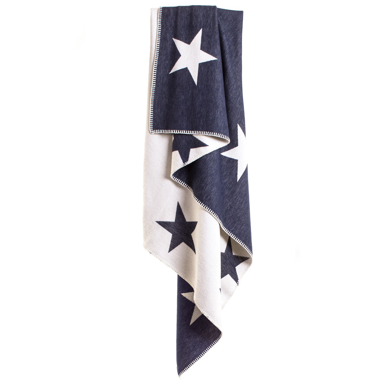 Cotton-star-navy-throw