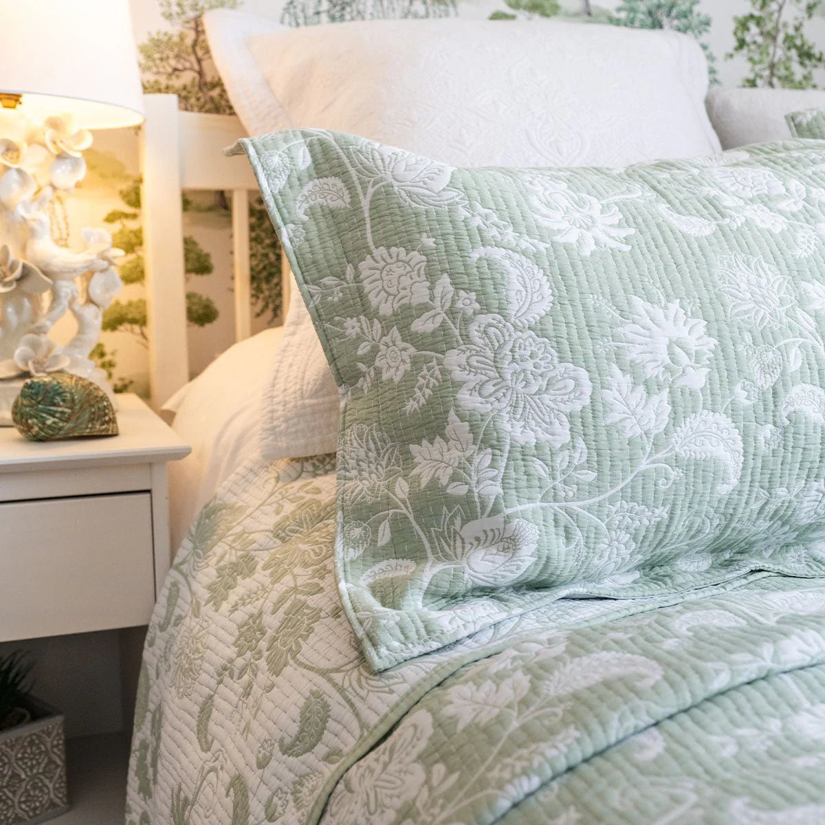 Willow Green Jacquard Bedspread