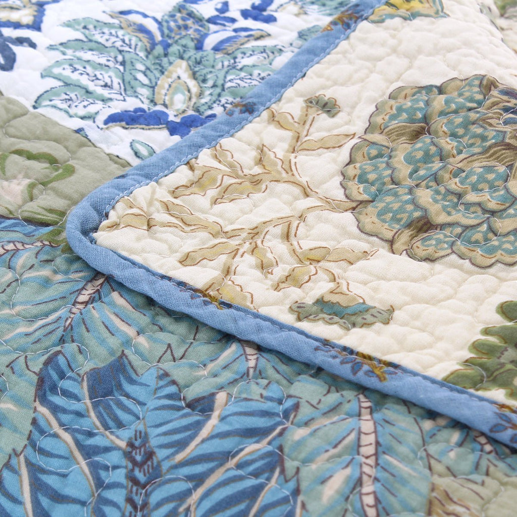 Constance Patchwork Bedspread Green/Blue Single