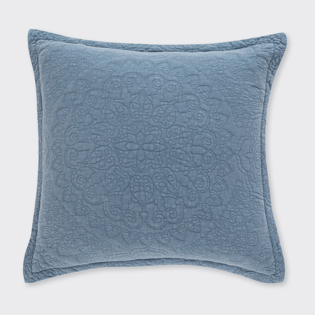 Stonewash Cotton Cornflower Blue Continental Pillow sham
