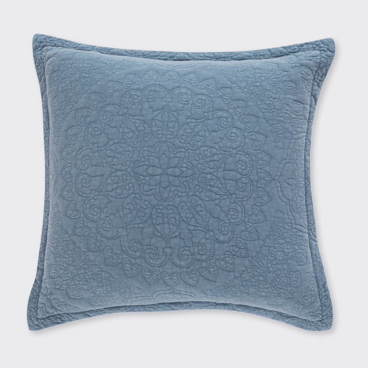 Stonewash Cotton Cornflower Blue Continental Pillow sham