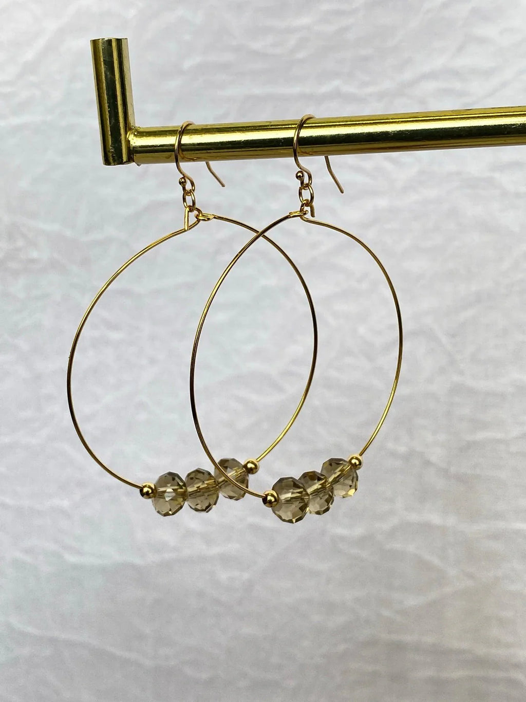 Gold Champagne Crystal Earring Hoops