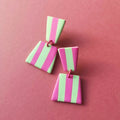HELSINKI Stripe Mint & Raspberry earrings