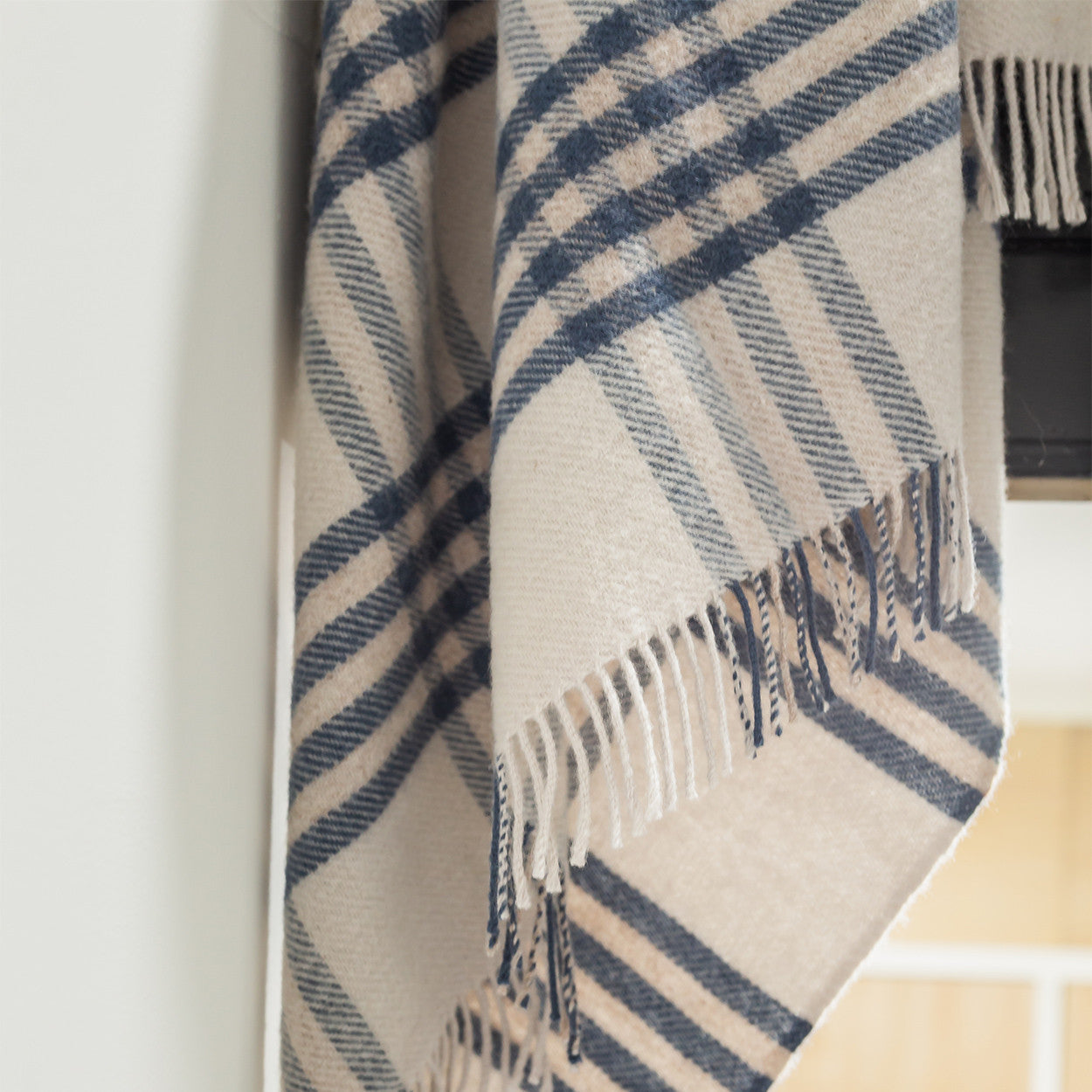 Hex-check-blue-slate-throw