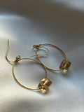 Glass Cube Gold Hoops Golden Shadow 50mm