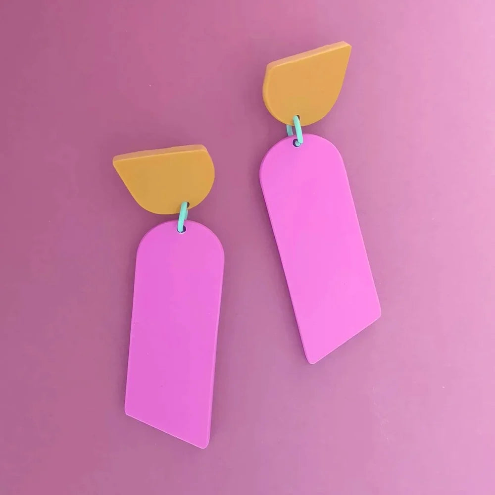 LARA Mustard & Raspberry earrings