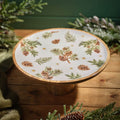 Evergreen Fir & Pinecone Mango wood & Enamel Cake stand
