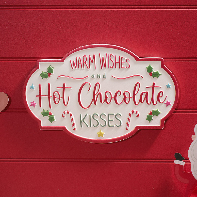 Festive Fun Hot Chocolate Kisses 3D metal wall plaque