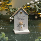 WITH LOVE AT CHRISTMAS ANGELS UP ABOVE WOOD BLOCK WITH RESIN ANGEL