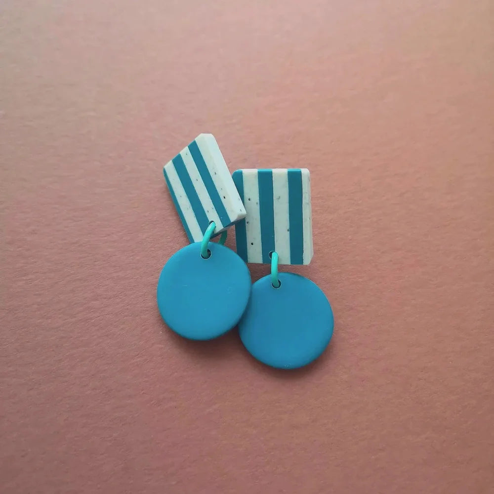 LOLLIPOP Stripe Teal & Granite earrings