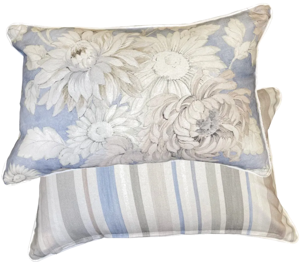 Malini Avila Rectangle Blue Cushion