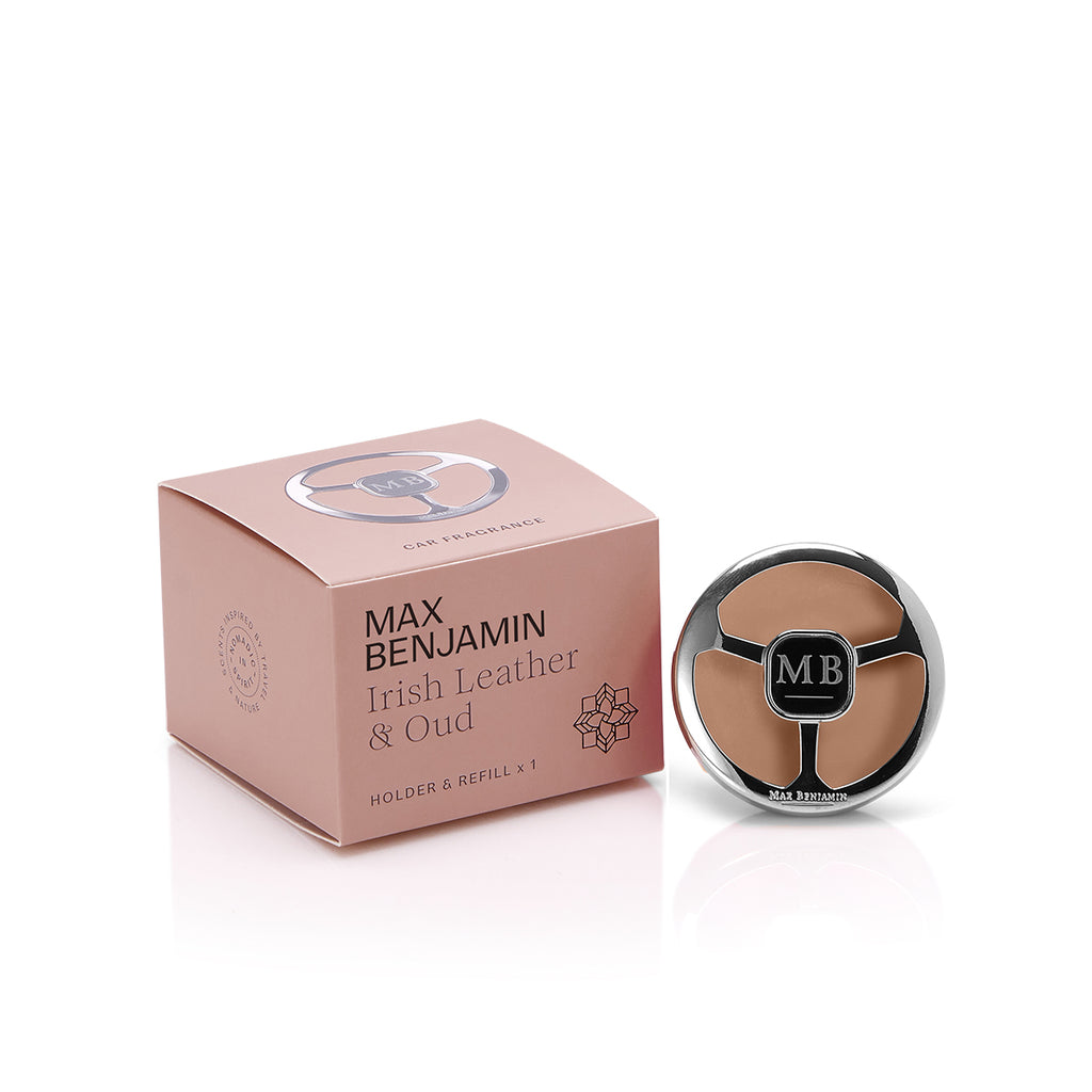 Max Benjamin Irish Leather & Oud Car Fragrance Holder + Refill
