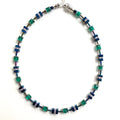 Mishe Necklace Blue & Green Hematite & Crystal Cube