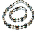 Rose Gold Grey Hematite Crystal Cube Necklace and Bracelet