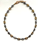 Black & Gold Hematite & Crystal Cube Necklace by Mishe designs