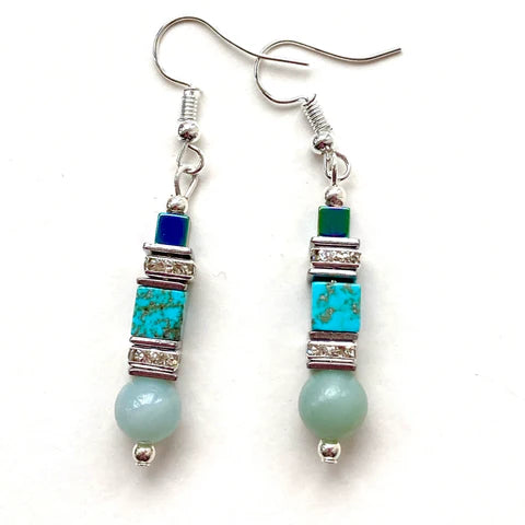 MIS-130 Turquoise & Aqua Gemstone Earrings