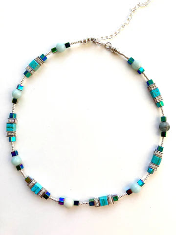 MIS-130 Turquoise & Aqua Gemstone Necklace