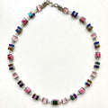 Pink ceramic , crystal and gemstone Necklace