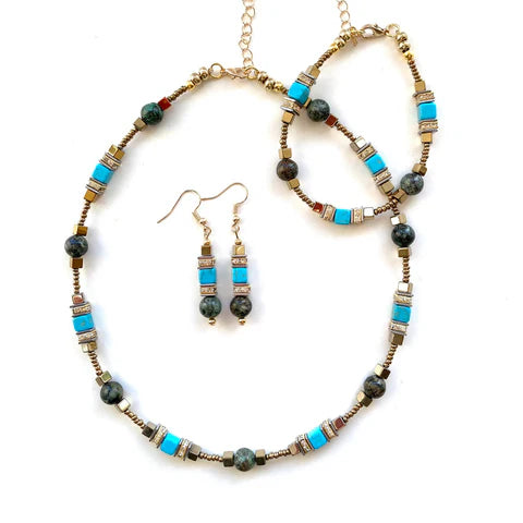 Turquoise & Gold gemstone Set
