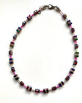 Amethyst & Rainbow Hematite & Crystal Cube necklace