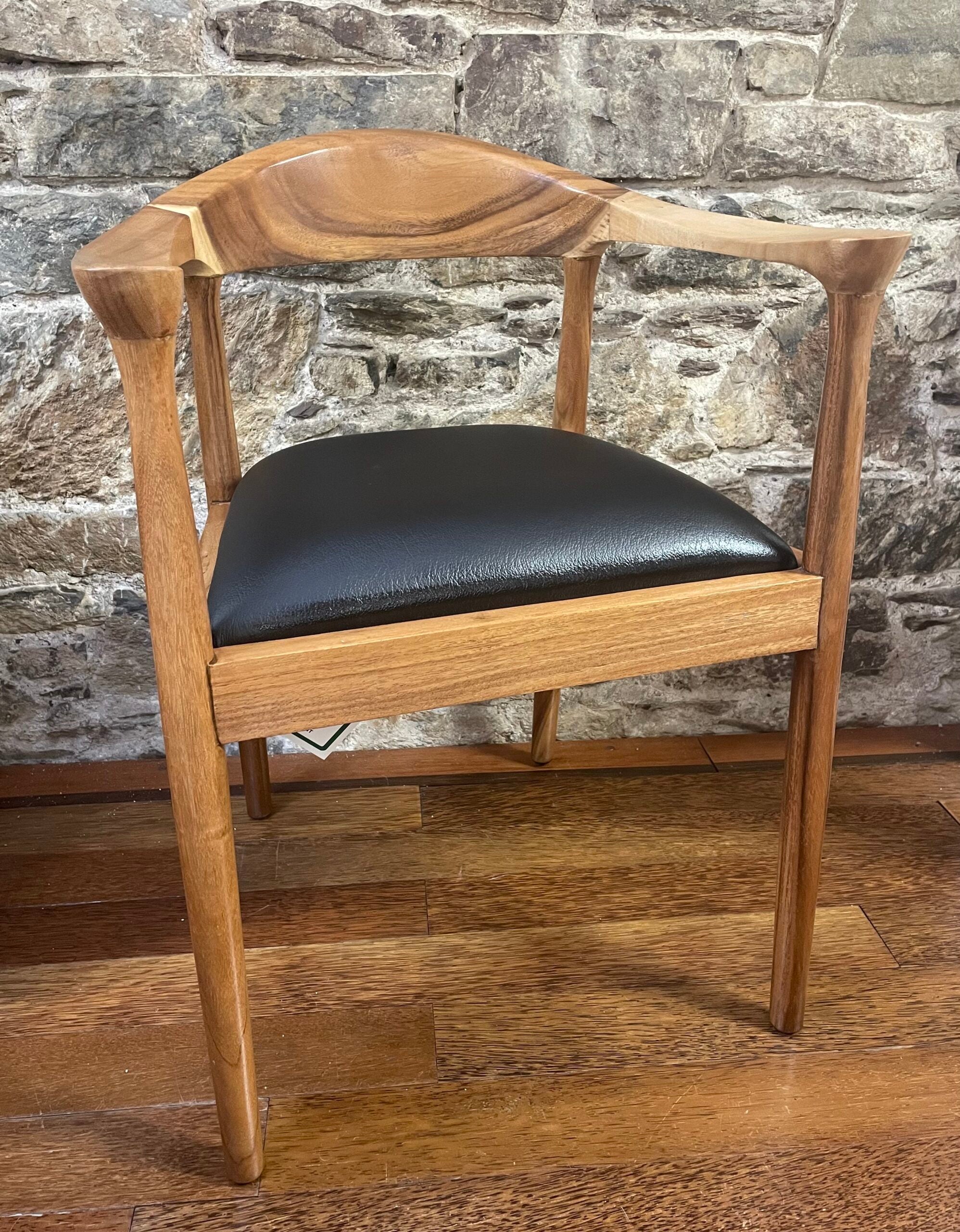Retro Chair, Solid Trembesi, Black cushion