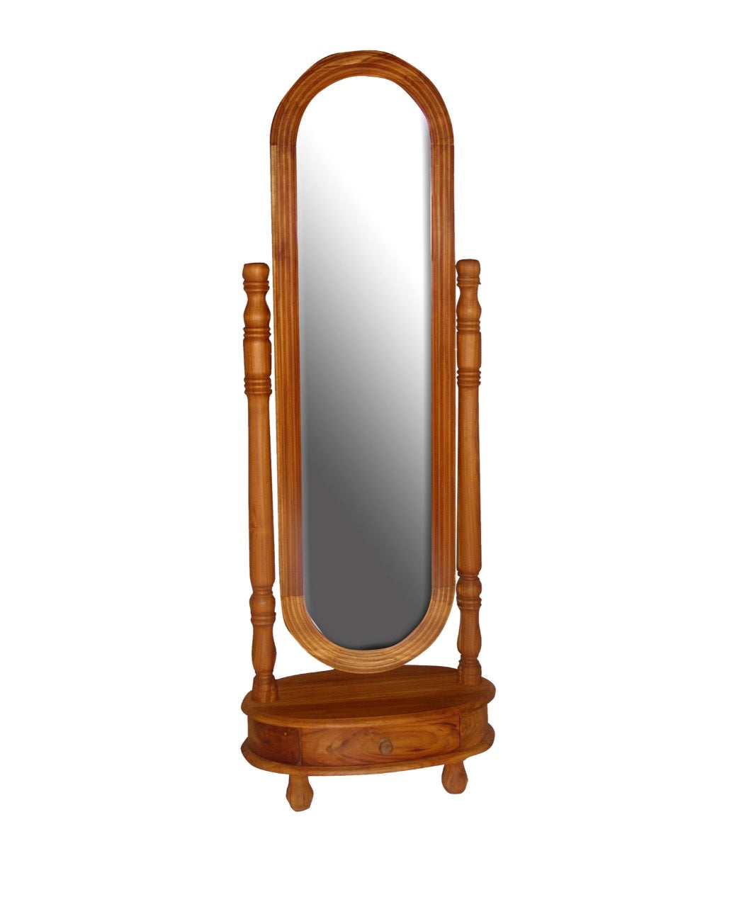 Oval standing mirror, 1 drawer