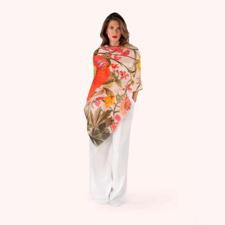 Fine Flowers Linen Cotton Scarf by POWDER