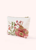 Velvet Embroidered Zip Pouch, Goldfinch, by POWDER