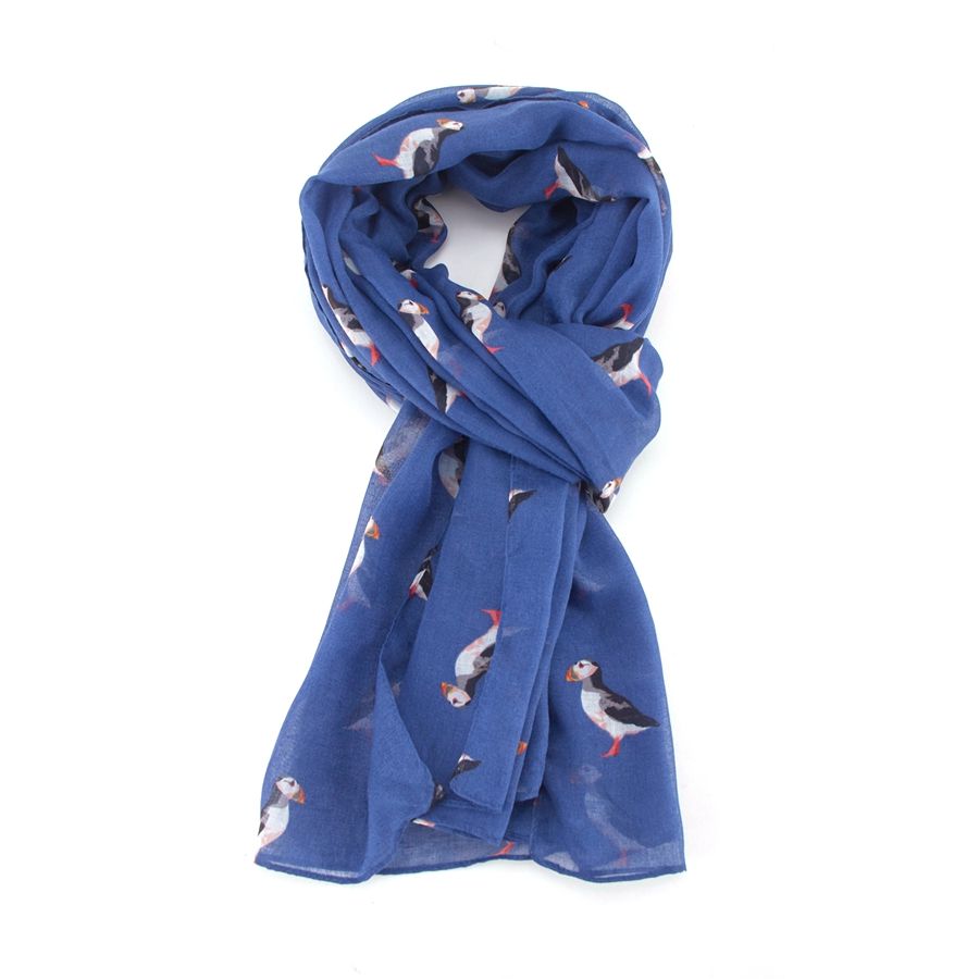Scarf Puffins Blue