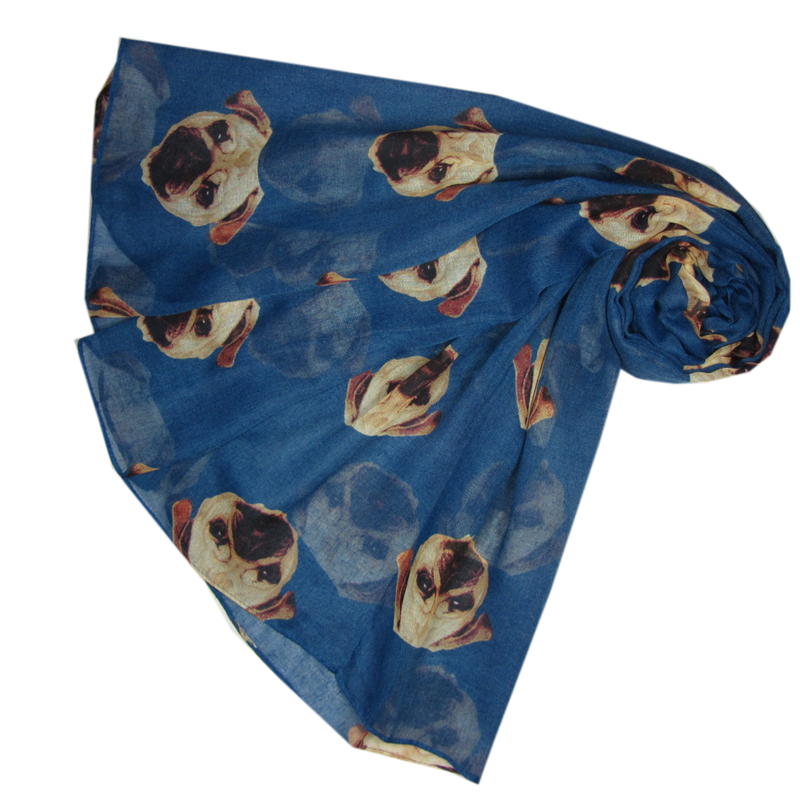 Scarf, Pugs, Navy