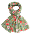 Olive green poppy scarf