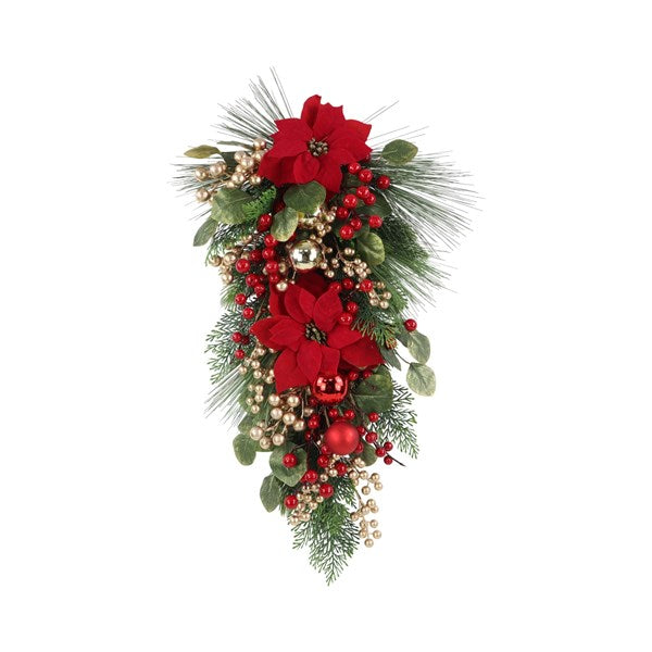 Red Poinsettia Swag 71cm