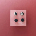 TINY DOTS stud set, Black & Granite earrings