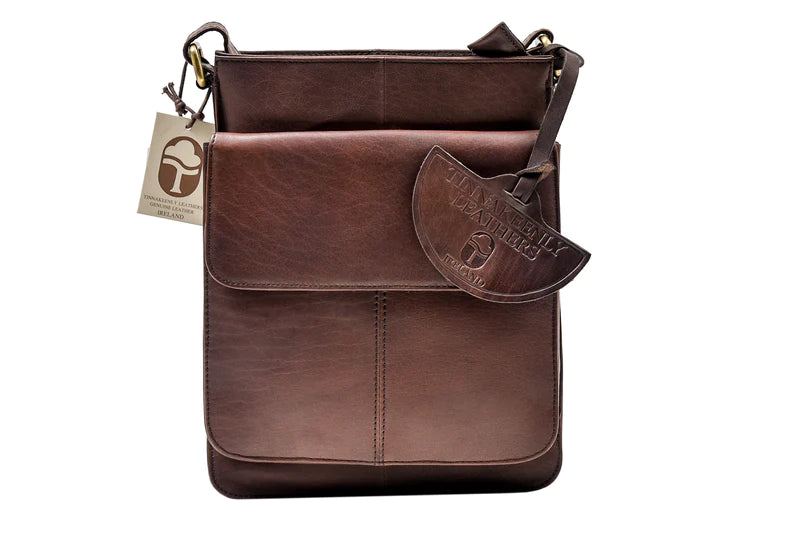 TINNAKEENLY Leather Sling Bag, Brown