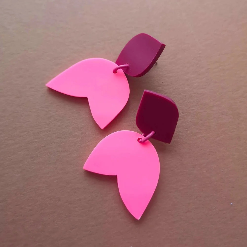 TULIP Hot Pink & Burgundy earrings