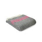 Slate & Pink Fishbone 2 Stripe Throw, 100% Wool