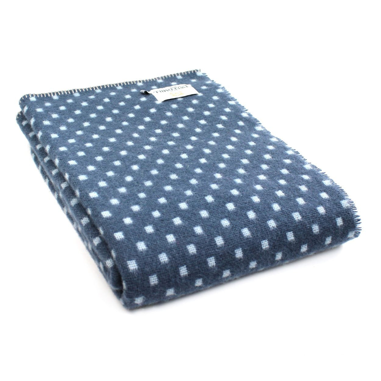 Wool Throw Dot-blue-slate-duck-egg