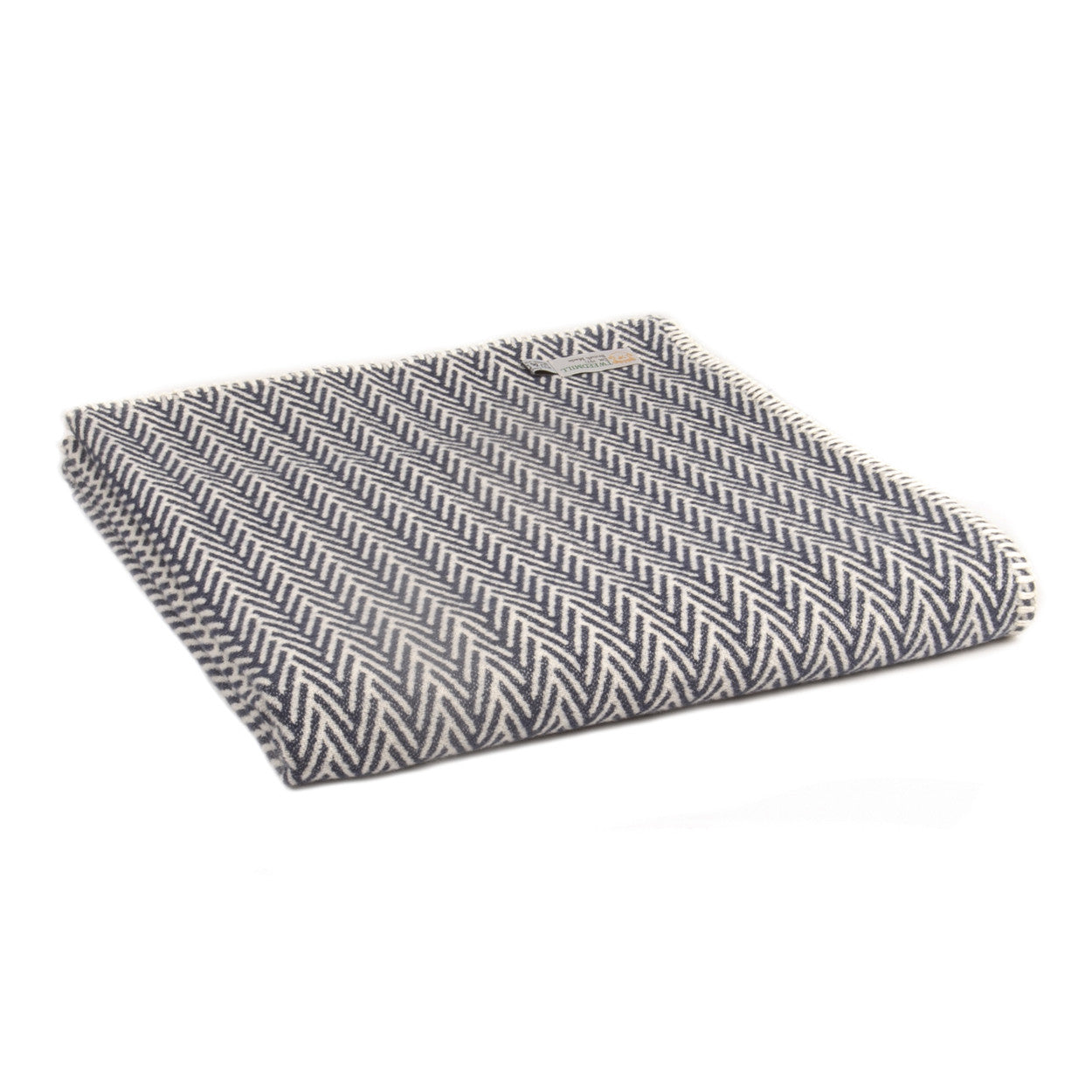 Cotton Herringbone Navy with Cream Throw