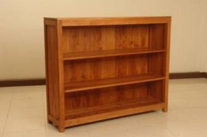 Batavia Solid Teak Bookcase, Brown, No Drawer