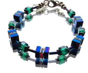 Blue & Green Hematite Bracelet