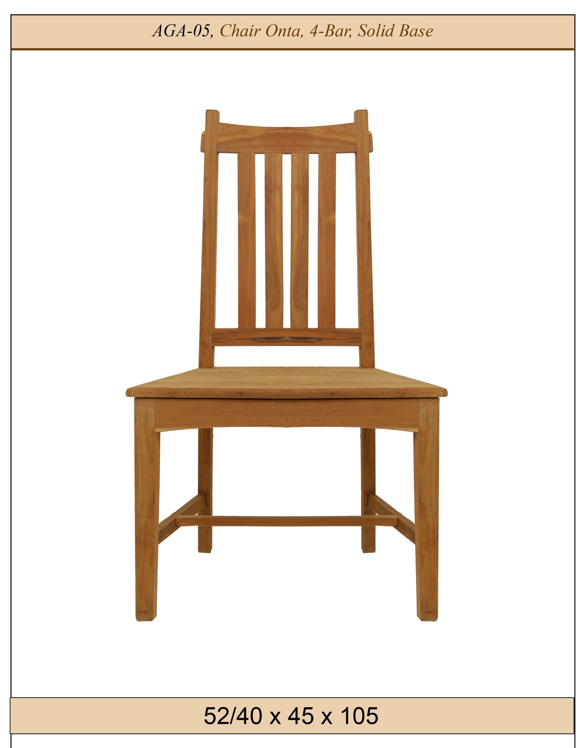  Chair, Onta, 4 Bar, Solid base