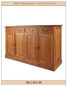 Batavia Solid Teak, Sideboard, Japara, 4-Door Solid, 4-Drawer