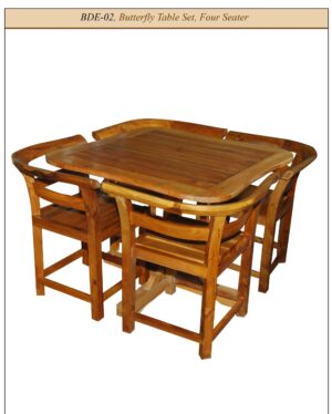 Batavia Solid Teak, Butterfly Table Set, Slatted Top, 4 Seater