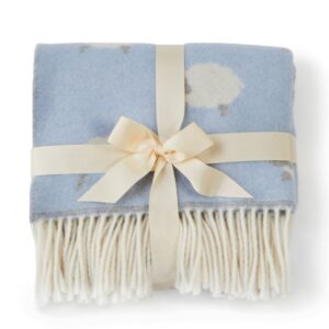 Merino Baby Blanket Blue, Sheep